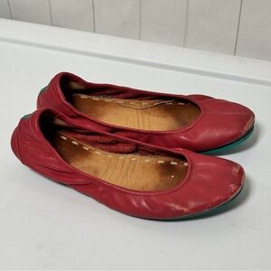 Tieks Cardinal Red Leather Ballet Flats Foldable Comfy Shoes City Preppy size 7
